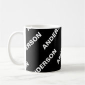 Mug Nom modifiable répété en gras | Blanc noir simple (Gauche)