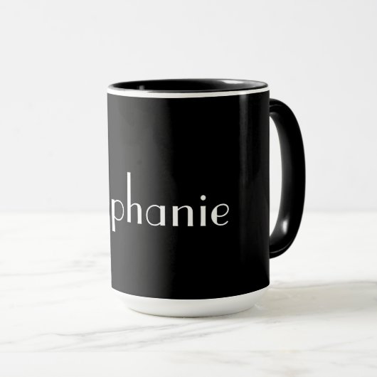 Mug Nom Monogram Modèle Black White Cute Gift 2022 (Devant droit)
