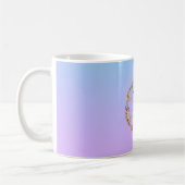 Mug Nom monogramme de dégradé floral turquoise de luxe (Gauche)