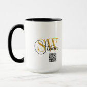 Mug Nom monogramme et signature moderne / code QR (Gauche)