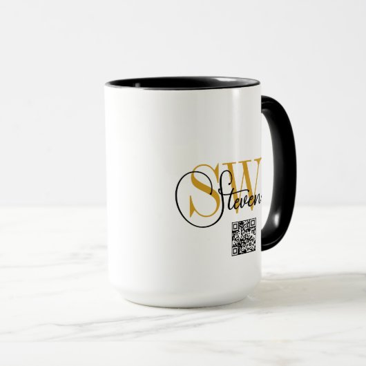 Mug Nom monogramme et signature moderne / code QR (Devant droit)