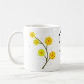 Mug Nom monogramme floral jaune d'aquarelle moderne (Gauche)