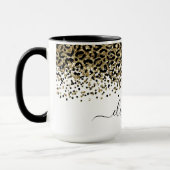 Mug Nom Monogramme Imprimé Léopard Noir Or Chic Tendan (Gauche)
