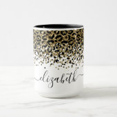Mug Nom Monogramme Imprimé Léopard Noir Or Chic Tendan (Centre)