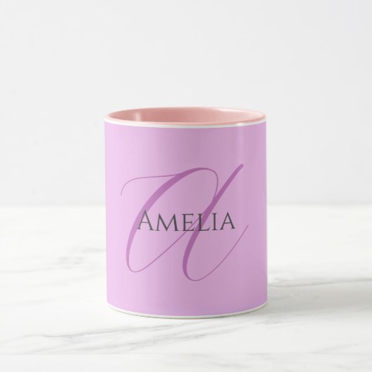 Mug Nom Monogramme Lettre initiale Orchid & Lilac (Centre)