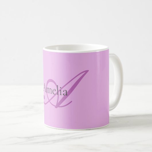 Mug Nom Monogramme Lettre initiale Orchid & Lilac (Devant droit)