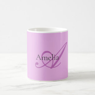 Mug Nom Monogramme Lettre initiale Orchid & Lilac