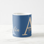 Mug Nom monogramme minimal bleu (Centre)