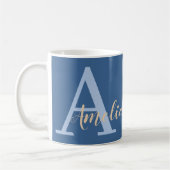 Mug Nom monogramme minimal bleu (Gauche)
