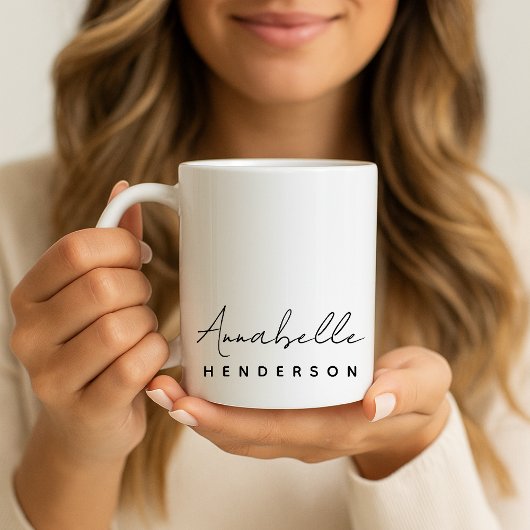 Mug Nom Monogramme | Moderne Minimaliste Élégant