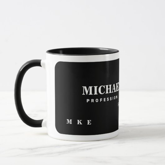 Mug Nom Monogramme moderne Noir (Gauche)
