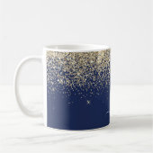 Mug Nom Monogramme Pailleté Fille Navy Bleu Or (Gauche)