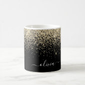 Mug Nom Monogramme Pailleté Filleul Doré Noir (Centre)