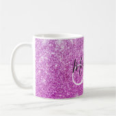 Mug Nom Monogramme Paillettes Violet Fille et Glamour (Gauche)