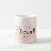 Mug Nom Monogramme Rose Blanc Paillettes Élégant (Centre)