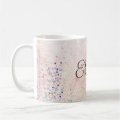 Mug Nom Monogramme Rose Blanc Paillettes Élégant (Gauche)
