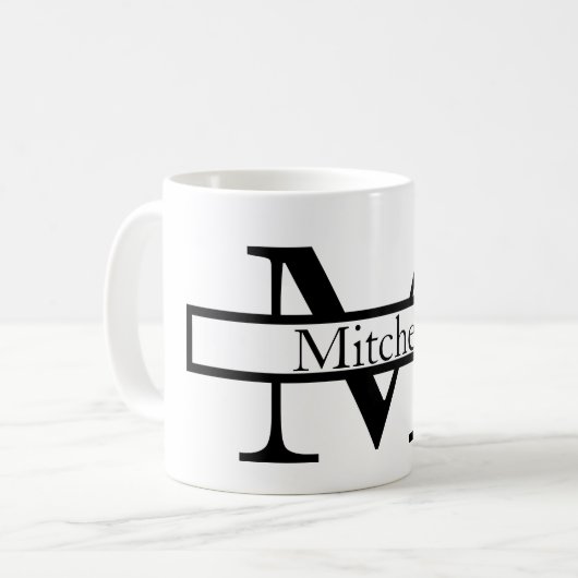Mug Nom monogramme simple Personnalisé (Devant gauche)