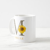 Mug Nom Monogramme Tournesol Moderne Rustique Modifiab (Devant gauche)