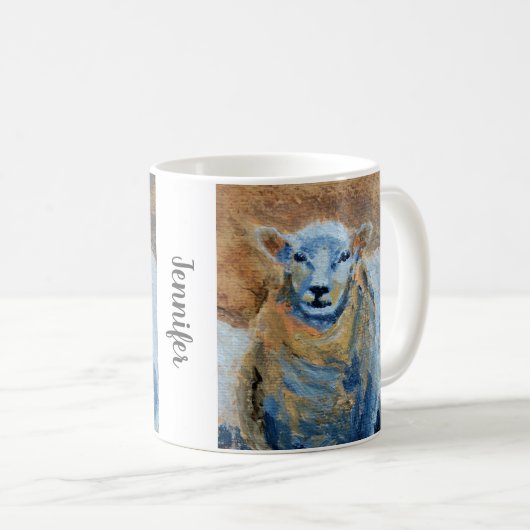 Mug Nom monographique de la ferme de moutons peinte à  (Devant droit)