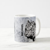 Mug Nom monographique en marbre blanc gris Tigre de Si (Devant droit)
