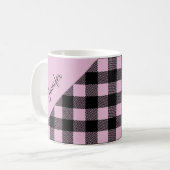 Mug Nom Motif de chèque rose moderne (Devant gauche)