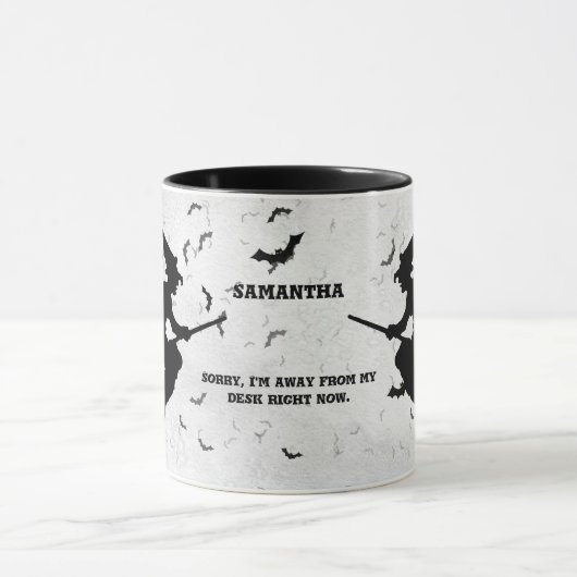 Mug Nom & Msg. Sorcière Halloween - Noir & Blanc (Centre)