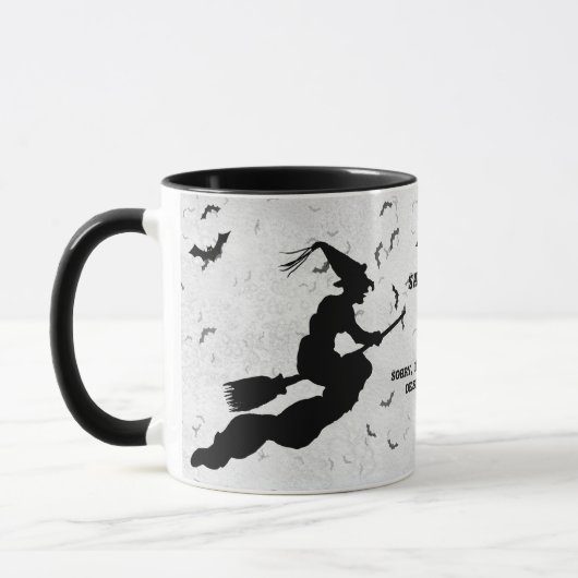 Mug Nom & Msg. Sorcière Halloween - Noir & Blanc (Gauche)