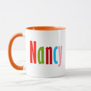 Mug Nom "Nancy" dans des lettres colorées et amusantes