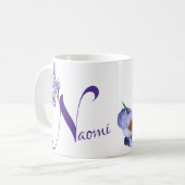Mug Nom Naomi personnalisable joli mauve girly floral (Devant gauche)