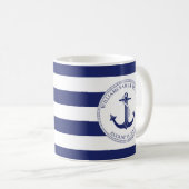Mug Nom nautique bleu de monogramme d'Ancre de la (Devant droit)