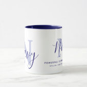 Mug Nom Navy signification et monogramme texte bleu (Centre)