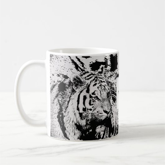Mug Nom noir et blanc de monogramme d'impression de (Gauche)