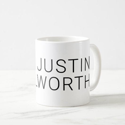 Mug Nom noir moderne sur fond blanc (Devant droit)