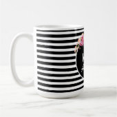 Mug Nom Nom Nom Nom Black White Stripes Fleurs (Gauche)