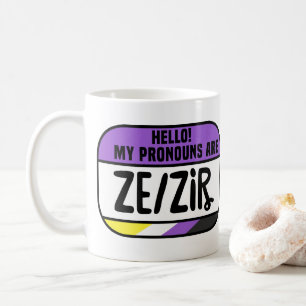 Mug Nom Non binaire Cis Trans Prononouns Ze Zir