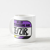 Mug Nom Non binaire Cis Trans Prononouns Ze Zir (Devant gauche)
