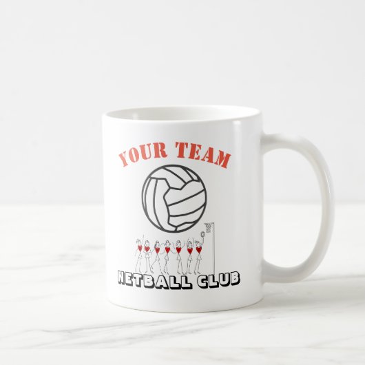 Mug Nom orienté d'équipe de boule de net-ball (Droite)