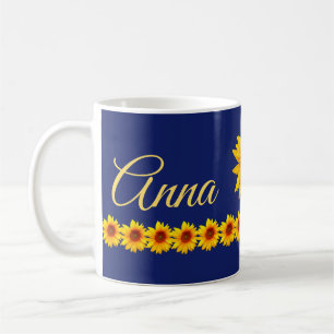 Mug Nom ou monogramme personnalisé de tournesol