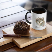 Mug Nom ou texte personnalisé Couleur d'eau Loup Musiq