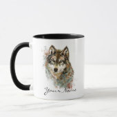 Mug Nom ou texte personnalisé Couleur d'eau Loup Musiq (Gauche)