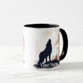 Mug Nom ou texte personnalisé Howling Wolf Wolf Wildli (Devant droit)
