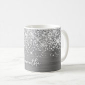 Mug Nom Pailleté Argent Glamour (Devant droit)