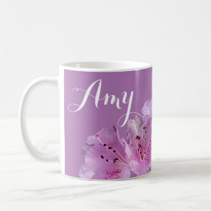 Mug Nom personnalisable Amy floral joli rose violet