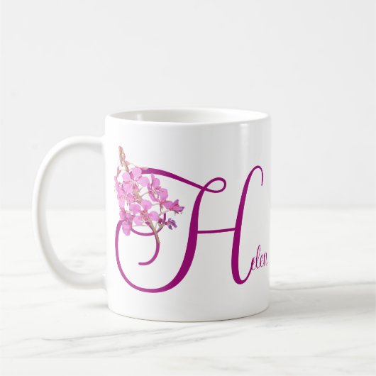 Mug Nom personnalisable Helen jolie rose floral fine (Gauche)
