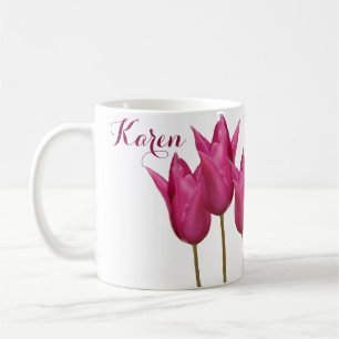 Mug Nom personnalisable Karen jolie tulipes roses flor