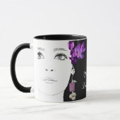 Mug Nom personnalisable Lizzie floral fille visage jol (Gauche)