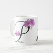 Mug Nom personnalisable Pauline fleurs roses girly boh (Devant gauche)
