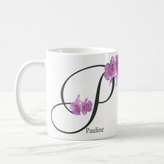 Mug Nom personnalisable Pauline fleurs roses girly boh (Gauche)