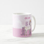 Mug Nom personnalisé 5e anniversaire Cheval rose avec  (Devant droit)