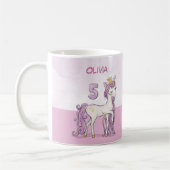 Mug Nom personnalisé 5e anniversaire Cheval rose avec  (Gauche)